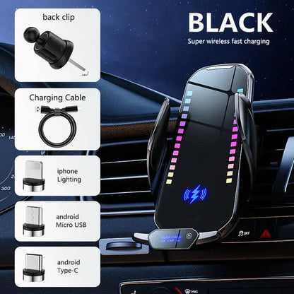 Car Mounted Mobile Phone Holder Intelligent Rhythm Wireless Charging Sound Wave Jumping Infrared Sensing Automotive Products Leedoar