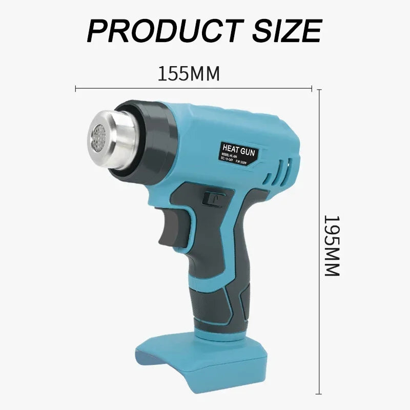 Pistola de calor portátil, pistola de calor eléctrica inalámbrica con 4 boquillas para Makita/Dewalt/Milwaukee/Bosch/Black Decker, batería de iones de litio de 18 V y 20 V