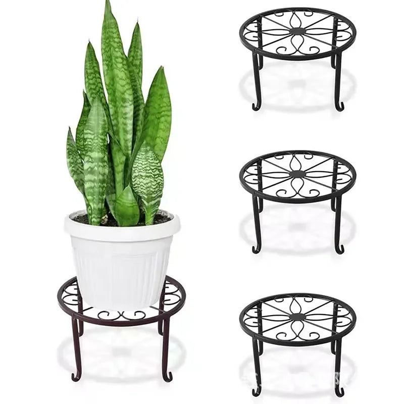 Metal Potted Plant Stands Duty Rustproof Iron Round Flower Pot Stands Indoor Outdoor Plant Holder Support Rack Plant Stand Rack Leedoar