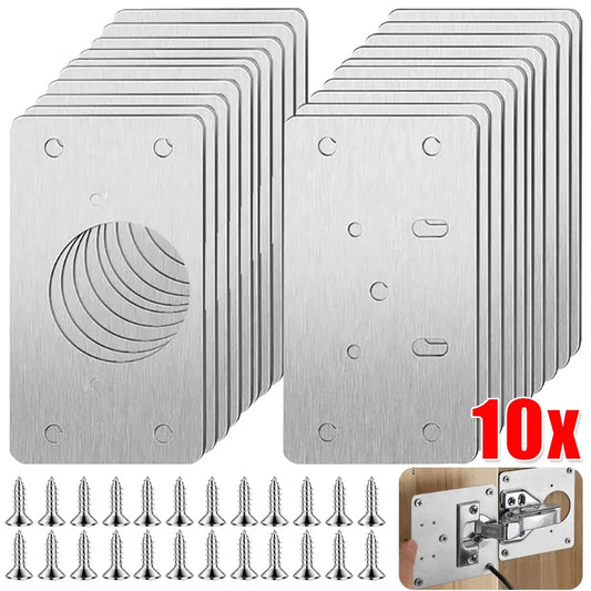 Cabinet Hinge Repair Plate Kit Stainless Steel Door Hinge Mounting Plate