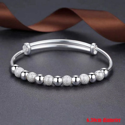 Charms 925 Silver-Color Luxury Beads Bracelets Bangles Cute For Women Fashion Party Wedding Jewelry Adjustable Leedoar