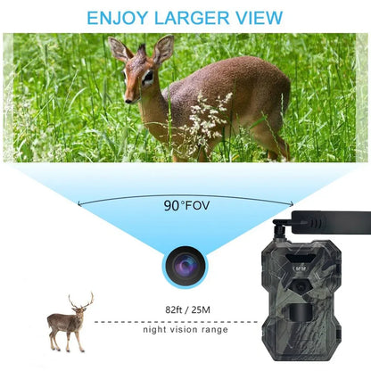 4G 30MP 2K Outdoor Hunting Trail Camera with APP Control Night Vision Trap Game 120° Wireless Cellular Wildlife Cam with TF Card Leedoar