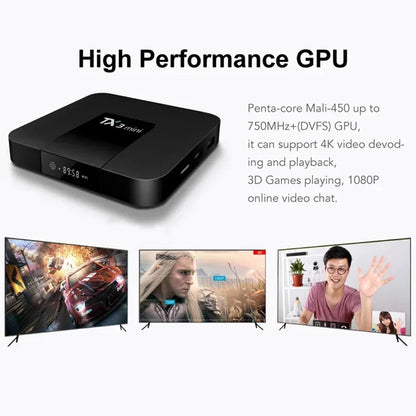 Venda quente estável qualidade TX3 Mini 1G 16G e 2G 16G Amlogic S905W Android 7.1 TV Box Quad Core TX 3 MINI com tela LED STB 