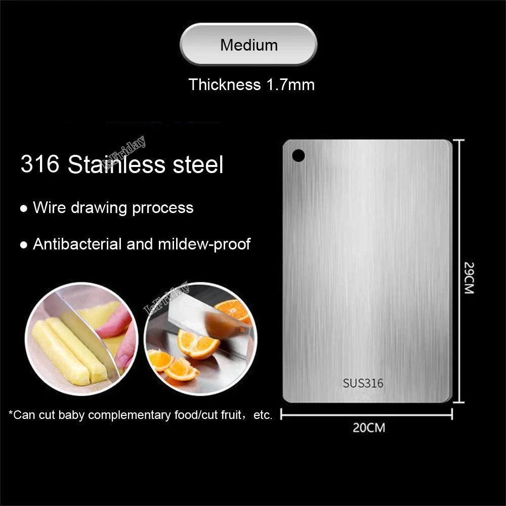 Thickened 316 Stainless Steel Cutting Board Kitchen Kneading Dough Board Antibacterial and Mildew-proof  Household Cutting Boar Leedoar