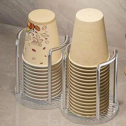 Luxury Disposable Tea Cups Storage Holder Water Cups Dispenser Rack Shelf with Longer Stick Mug Display Stand Home Organizer Leedoar