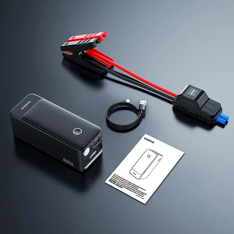 Arrancador de batería de coche de 600 A y 6000 mAh, cargador de batería de coche para emergencias, dispositivo de arranque de refuerzo, herramienta de arranque de coche