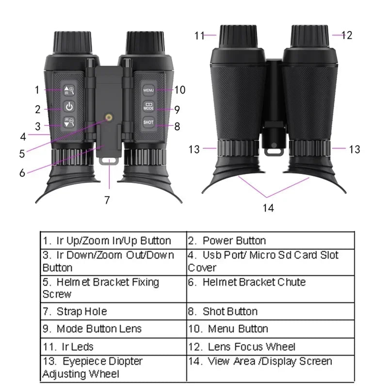 NV8300 3D Night Vision Binoculars Goggles 8X Digital Zoom 4K UHD 36MP Hunting Telescope Head Mount Infrared Night Vision Device Leedoar