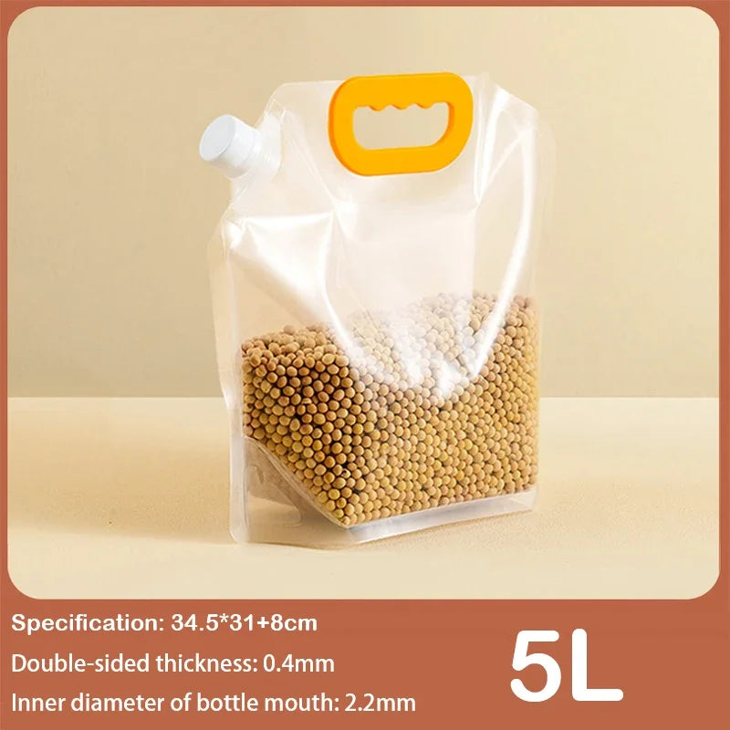 Portable Grain Storage Bag Handle Insect Proof Moisture-proof Fresh-keeping Bag Recyclable Transparent Grain storage bag Leedoar