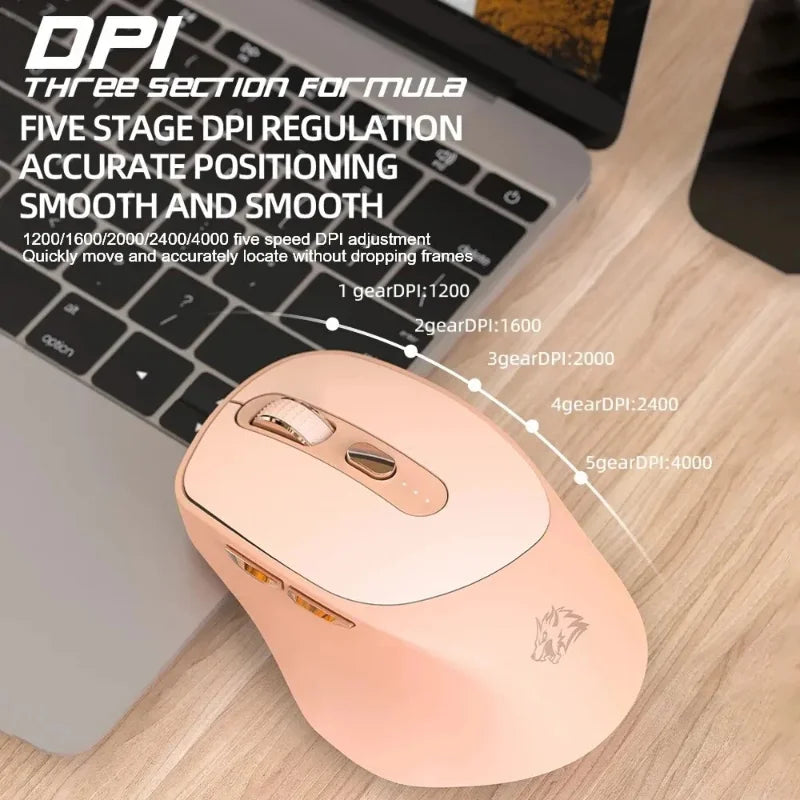 Ratón inalámbrico recargable Bluetooth de modo dual X7 de 2,4 G, 4000 DPI, 6 botones de silencio, ergonómico, para juegos de ordenador, para ordenador portátil y PC 