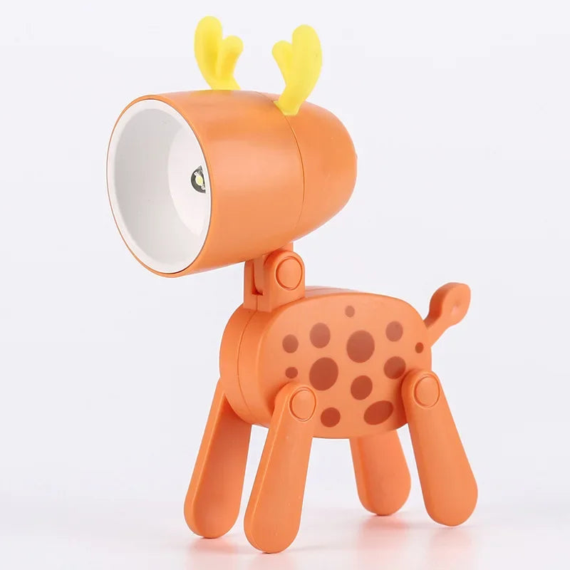 LED Mini Night Light Cute Dog Deer Foldable Desk Lamps Desktop Ornament Book Light Kids Room Bedside Bedroom Decor Holiday Gifts Leedoar