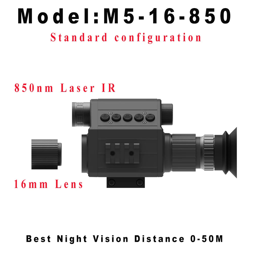 Telescopio monocular táctico para caza con visión nocturna Megaorei M5 2024 con láser infrarrojo incorporado