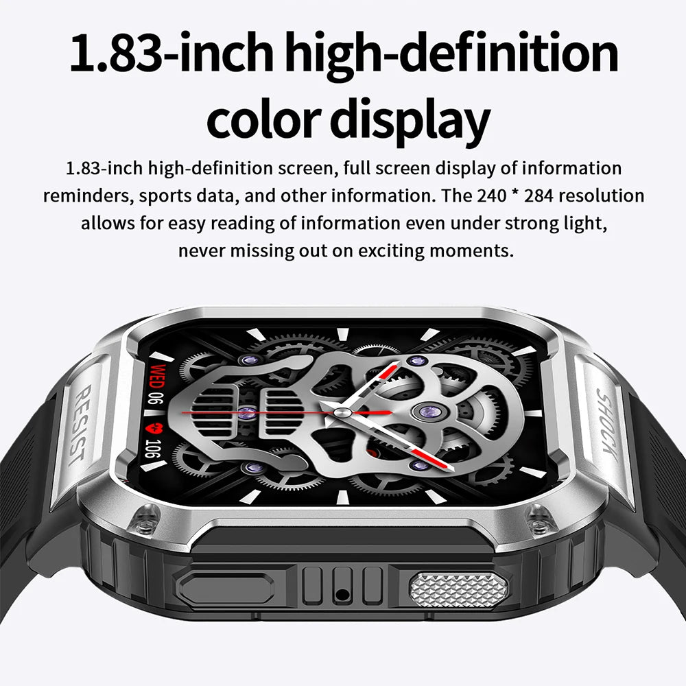 NK36 Smart Watch 1.83 Inch HD Screen Metal Frame Design Anti-fall Bluetooth Calls Health Monitoring Outdoor Sports Smart Watch Leedoar