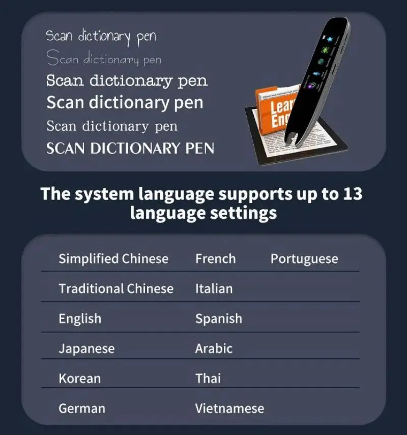 Offline Scan Translation Pen With Touchscreen WiFi/Hotspot Connection Function for Exam Read Multiple Language Translator Device Leedoar