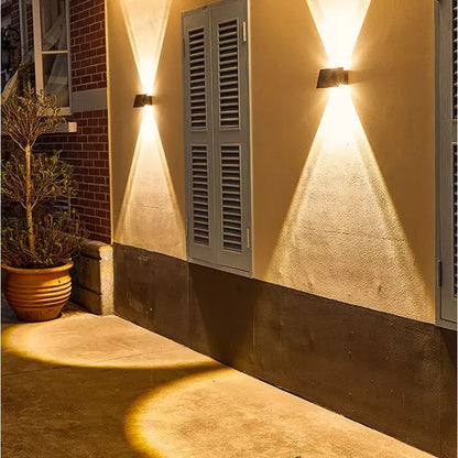 Solar Lamp Courtyard Door Number Wall Lamp Outdoor Waterproof Wall Washer Lamp Villa Spotlight Up And Down Double Head Leedoar