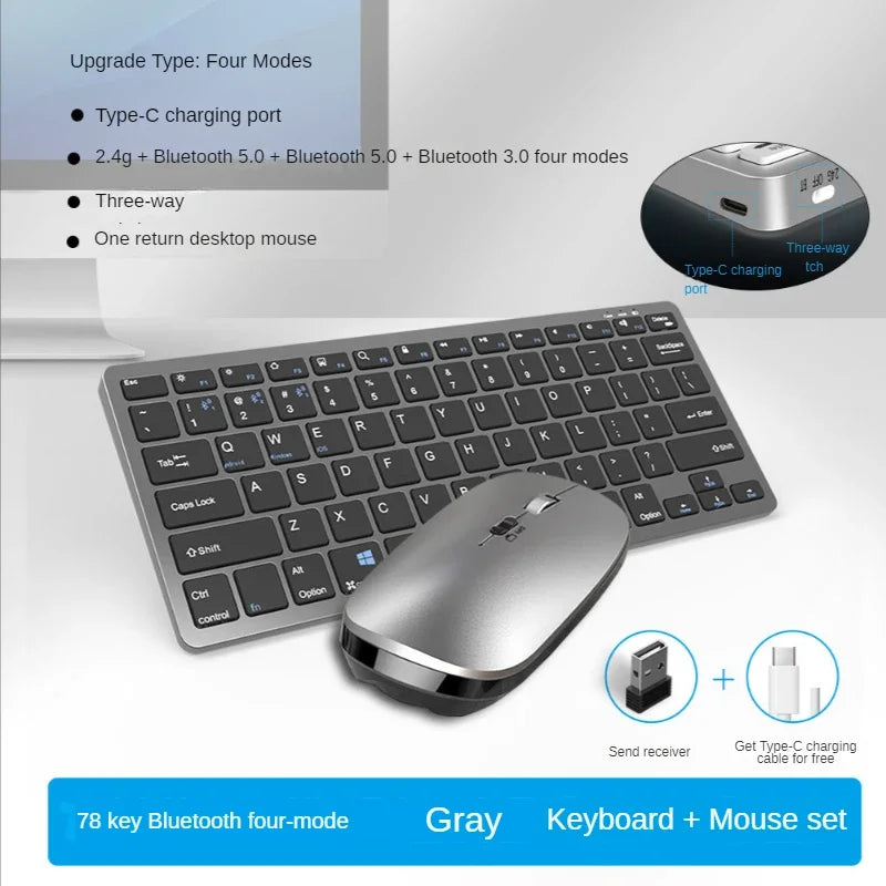 WLK-616 Office - Teclado y ratón inalámbricos delgados con Bluetooth, combinación mecánica de tacto metálico para escritura oficial, teclado empresarial 