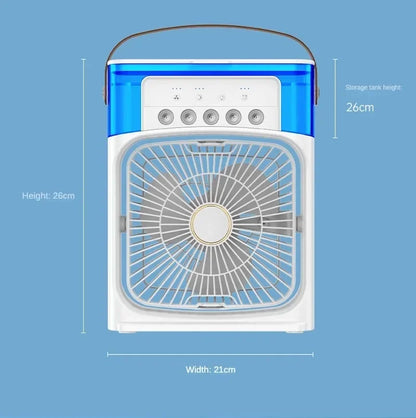 Ventilador humidificador portátil, aire acondicionado, refrigerador de aire pequeño para el hogar, hidroenfriamiento, ajuste de aire portátil para oficina, ventilador de 3 velocidades 