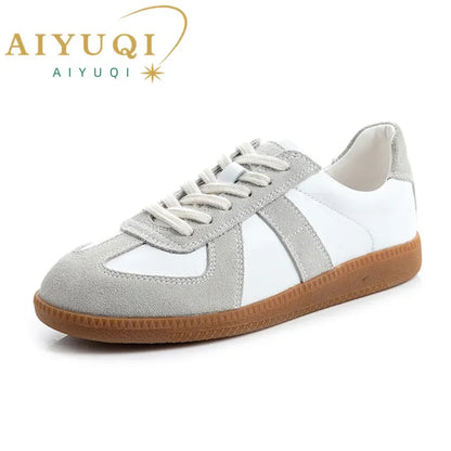 Women's Sneakers 2024 New Genuine Leather Ladies Moral Training Shoes Casual Spring Flat Shoes Women Leedoar