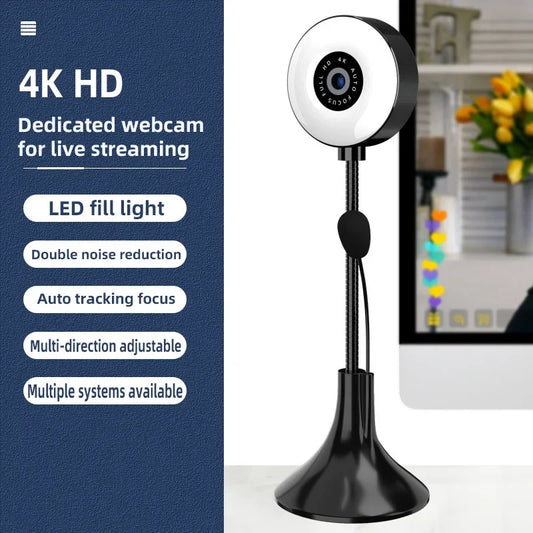 Webcam 4K 1080P Autofoco Computador Câmera HD Rede USB Live Web Cam 2k Drive Grátis para PC Laptop Câmera de Gravação de Vídeo 