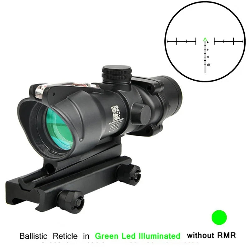 4X32 With RMR Real Fiber Optics Red Green Dot Illuminated Chevron Glass Etched Reticle Tactical Optical Scope Hunting Sight Leedoar