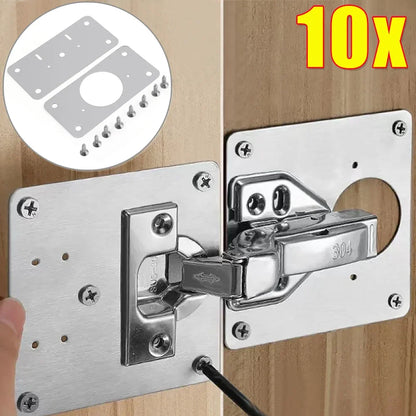 Cabinet Hinge Repair Plate Kit Stainless Steel Door Hinge Mounting Plate