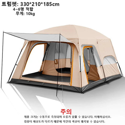 Tiendas de campaña de lujo para acampar al aire libre para 4 a 12 personas, tienda de campaña familiar grande con habitaciones, diseño impermeable de dos dormitorios y una sala de estar