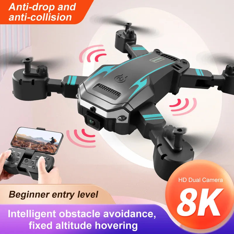 S6 Smart Obstacle Avoidance Optical Flow Drone Smartphone Gesture Video Foldable RC Drone with 8K HD Dual Camera Mini WiFi FPV Leedoar