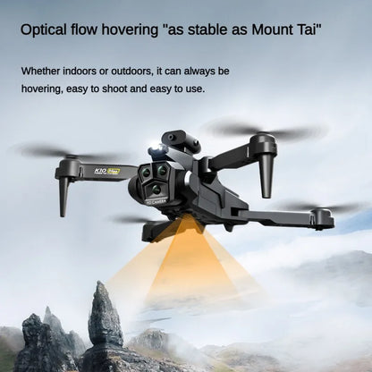 K10 MAX Drone with Three 4K HD Camera RC Helicopter Dron Toys Children Gift Four Way Obstacle Avoidance Optical Flow Positioning Leedoar