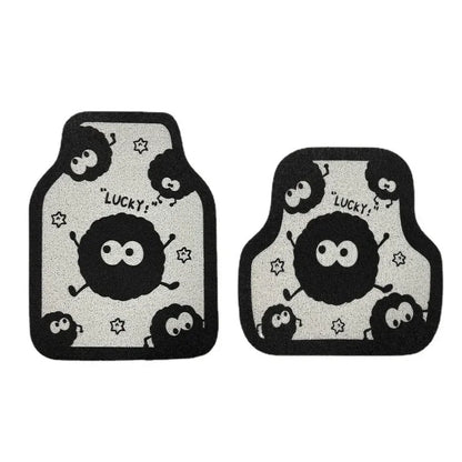 Car Floor Mats Universal Short Plush Cartoon Dust Elf Anti-dirty Anti-slip Protective Interior Car Foot Mat Carpet Pad Supplies Leedoar