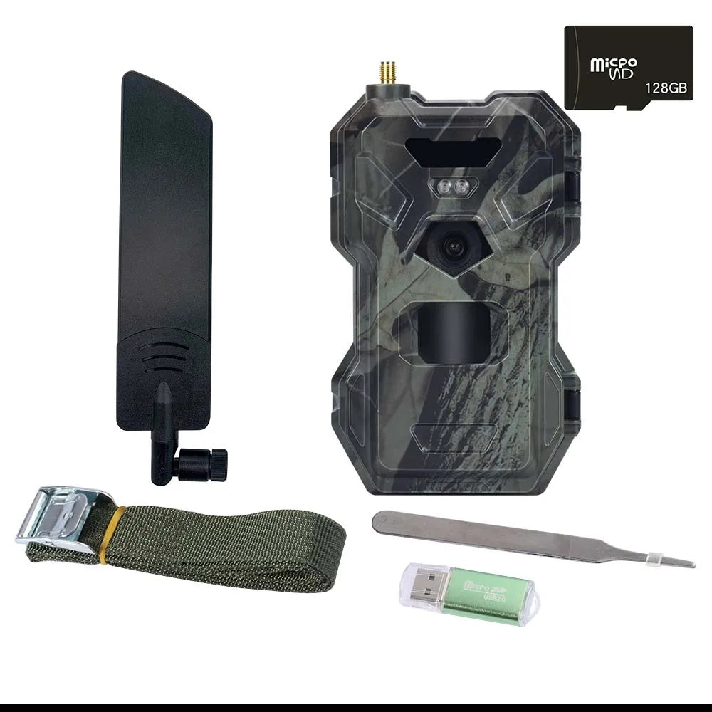 4G 30MP 2K Outdoor Hunting Trail Camera with APP Control Night Vision Trap Game 120° Wireless Cellular Wildlife Cam with TF Card Leedoar