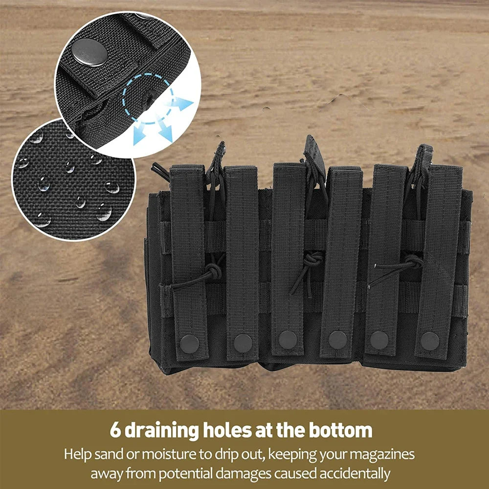 Tactical Molle Pouch Triple Magazine Pouch Double-Layer Mag Pouches Universal Cartridge Holder for M4 M14 M16 AK AR Leedoar