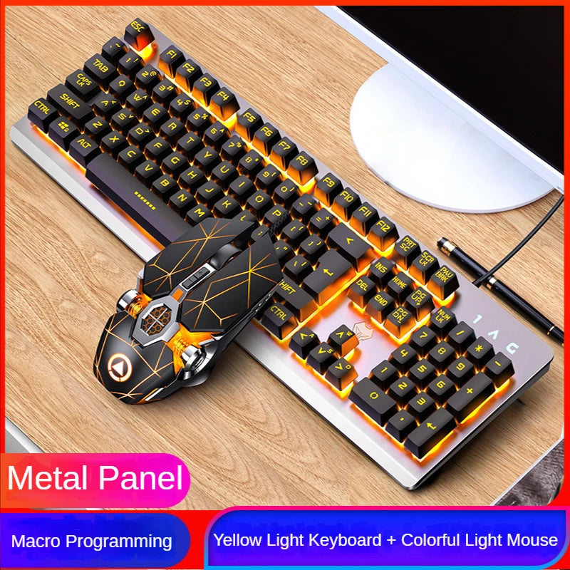 GX2 Wired Combo 104 teclas LED Light Keyboard e Mouse mutáveis ​​à prova d'água RGB Backlit Keyboard Mouse Set para desktop laptop 