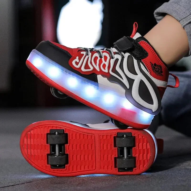 4-wheel Flashing Roller Skate Shoes Student Misbehavior Shoes Detachable Boys Girls Children Skate Leedoar