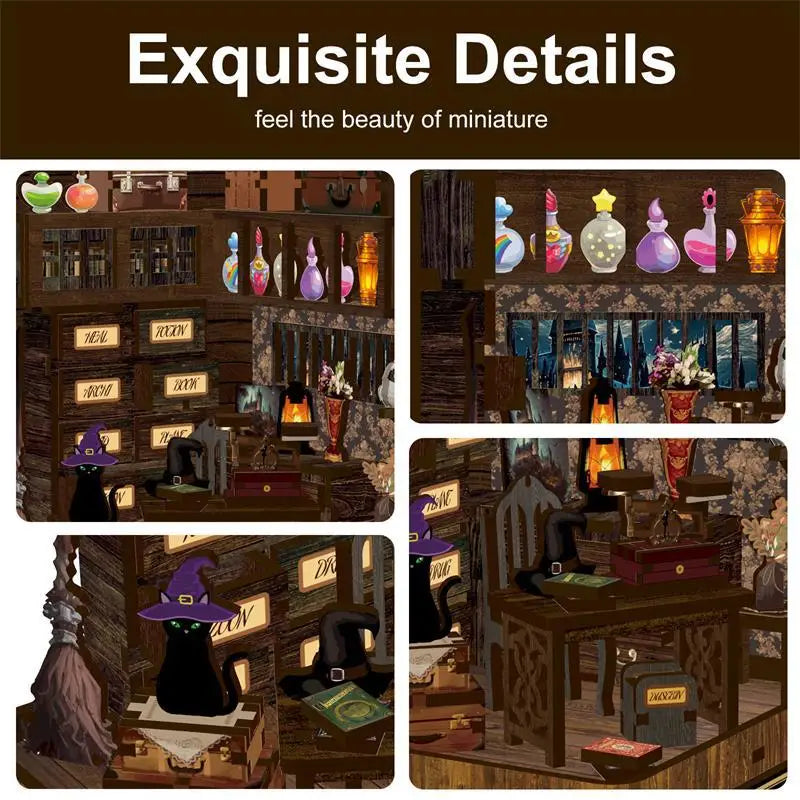 3D Three-dimensional Assembly Magic Book House Cross-border DIY Cabin Wooden Miniature Scene Manual Splicing Assembly Scene Leedoar