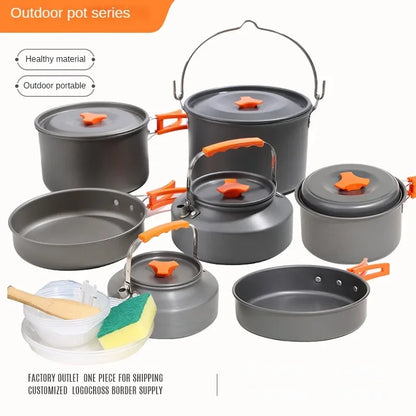 Outdoor Camping Tableware Titanium Cookware Set Tour, Cauldron, Outdoor Cooking Pan, Frying Pan, Picnic Kitchen, Hiking Tour Leedoar