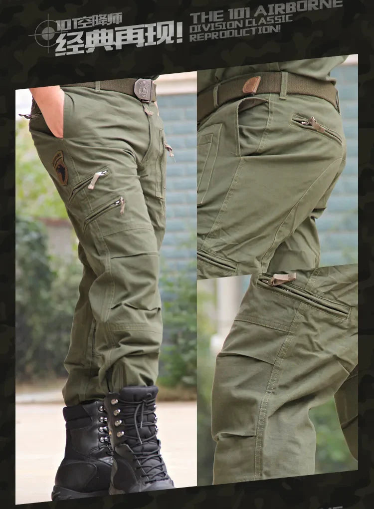 Men's Cargo Pants Army Military Style Tactical Pants Male Camo Jogger Plus Size Cotton Many Pocket Men Camouflage Black Trousers Leedoar