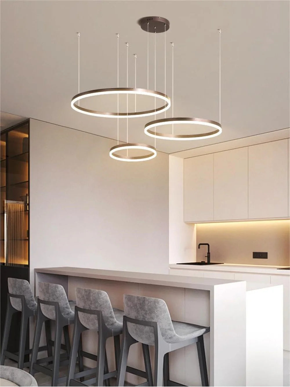 LED Modern Home Lighting Pendant Light Simple Nordic Style Ceiling Hanging Circular Pendant Light Home Decoration Light Fixture Leedoar