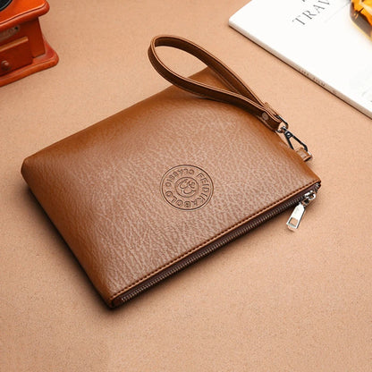 Cartera de mano grande de estilo empresarial para hombre, de piel sintética suave, tipo sobre, elegante, para ocio, bolsa de regalo 