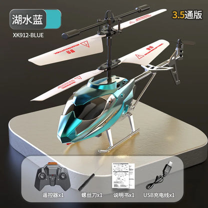 3.5-inch Remote-controlled Alloy Plane Toy Helicopter Gyro 3.5 Channel USB Charging Drop Resistant Mini RC Helicopter for Kids Leedoar