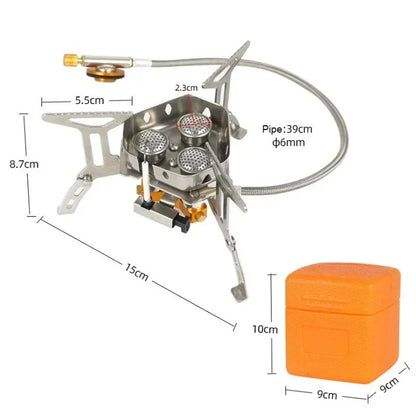 Outdoor Portable Three-head Stove Camping Windproof Stove Camping Picnic Burner Outdoor Folding Gas Stove Leedoar