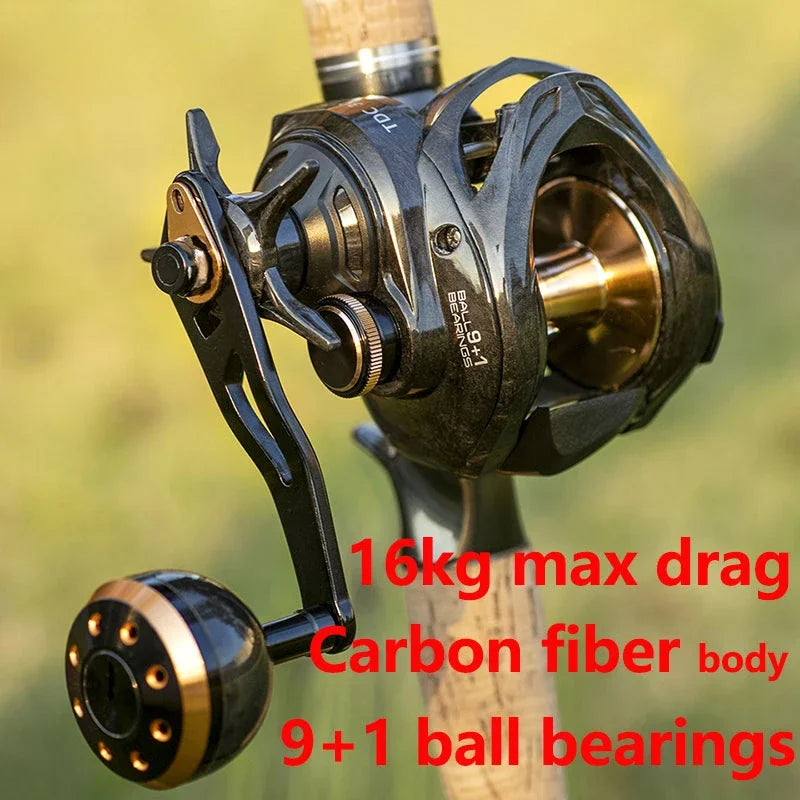 TDC300 Baitcasting Reel Magnetic Brake Reel Carbon Fiber Body 16KG 6.3:1 Drag Power Handle Pesca Fishing Reel Leedoar