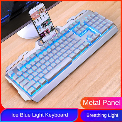 Teclado y mouse con luz LED GX2 Combo con cable de 104 teclas, intercambiable, resistente al agua, con retroiluminación RGB, juego de teclado y mouse para computadora portátil de escritorio 