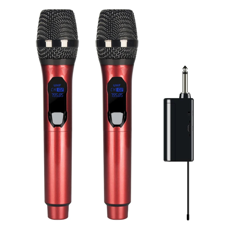 Wireless Microphone 2 Channels UHF Professional Handheld Micphone Mic For Church Show Karaoke Party Meeting 50 Meters Sing Song Leedoar