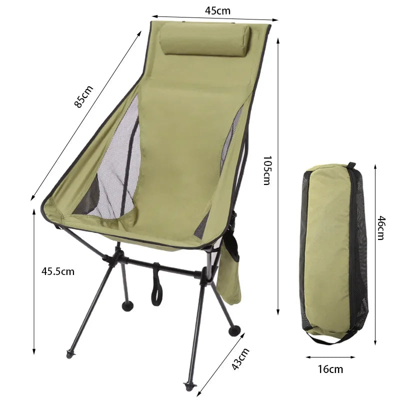 Silla plegable para acampar al aire libre, portátil, ensanchada, ultraligera, de aleación de aluminio, para ocio, playa, camping, pesca, silla transpirable