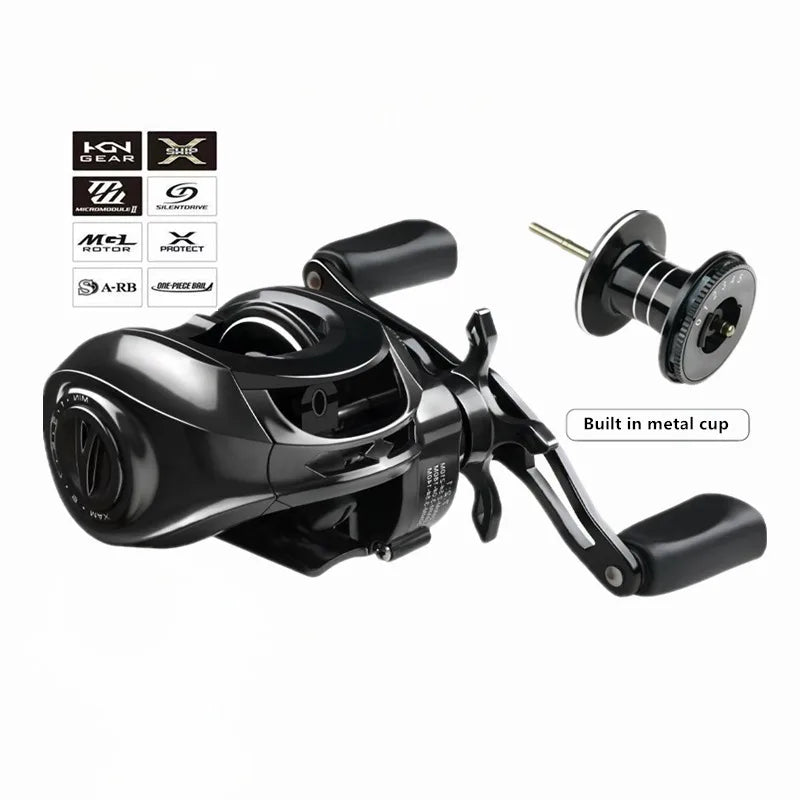 Ultra-long-range Magnetic Centrifugal Force Double Brake Fishing Reel Gear Ratio 7.2:1 Maximum Resistance 15kg Metal Light Spool Leedoar