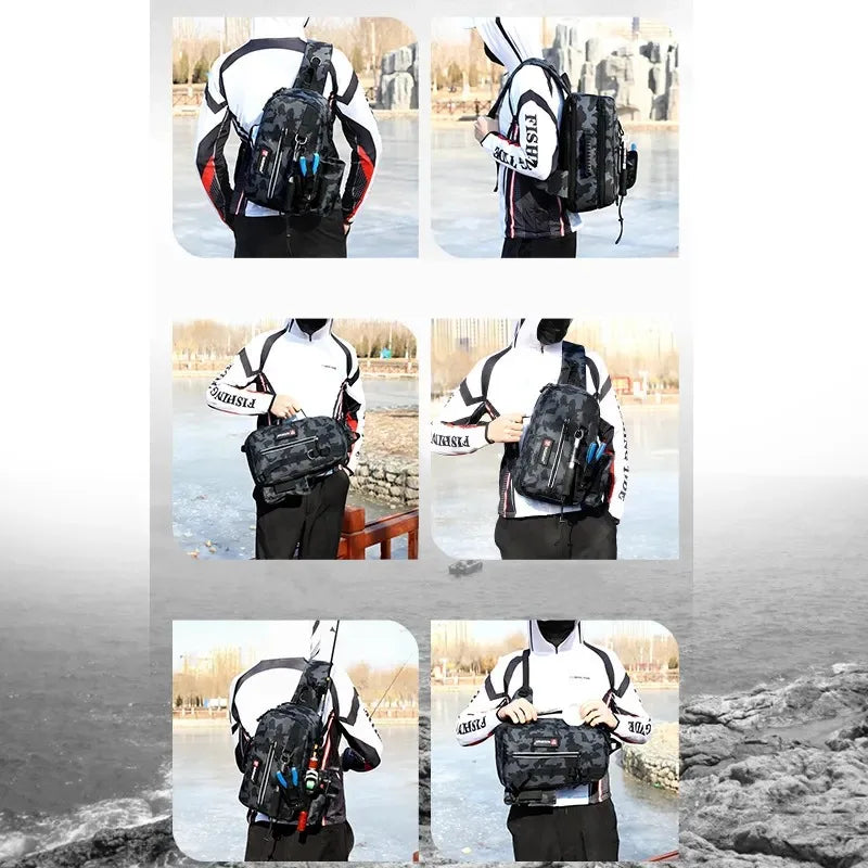 Multifunctional Fishing Bag Waterproof Large Capacity Outdoor Fishing Tackle Backpack Fishing Tackle Storage Travel Tote Bag Leedoar