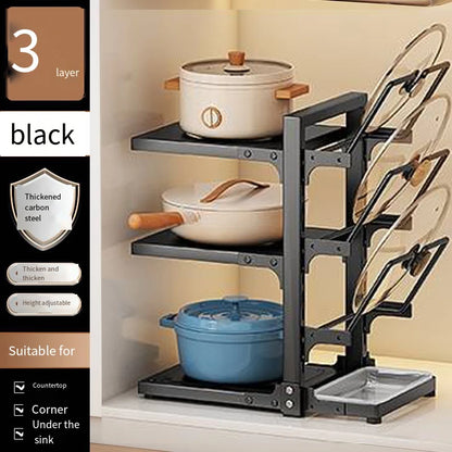 Kitchen Organizer Rack Sink Shelf Cabinet Multi-layer Pot Rack Holder Household Frying Pan Organizer Pot Lid Holder Bowl Shelf Leedoar