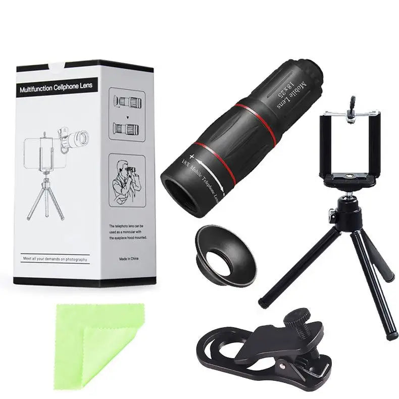 18X Mobile Phone Lens Portable External Mobile Lens 37mm Caliber 18X High-power HD Zoom External Lens Telescope Telephoto Lens Leedoar