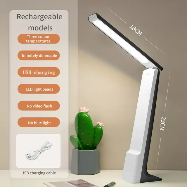 LED Folding Desk Lamp With Touch Dimming USB Rechargeable Bedroom Bedside Table Lamps For Study Reading Office Student Supply Leedoar