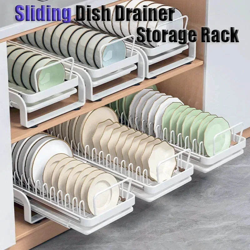 Large Kitchen Sliding Dish Drainer Storage Rack Cabinets Drawers Storage Organizer Shelf Chopstick Barrel Kitchen Accessories Leedoar