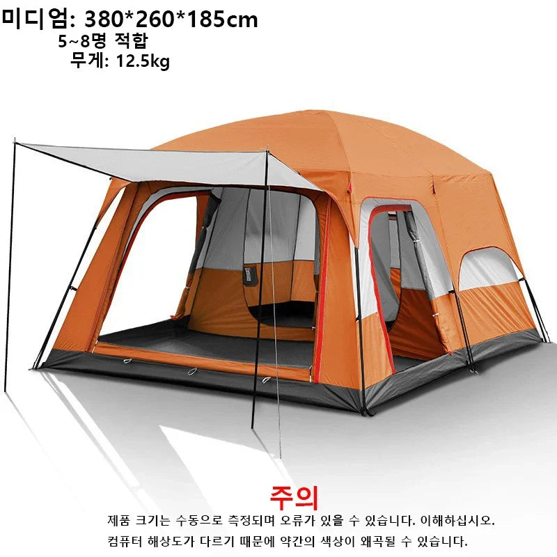 4-12 People Outdoor Camping Luxury Tents Large Family Tent With Rooms Waterproof Two-Bedroom And One-living Room Design Leedoar